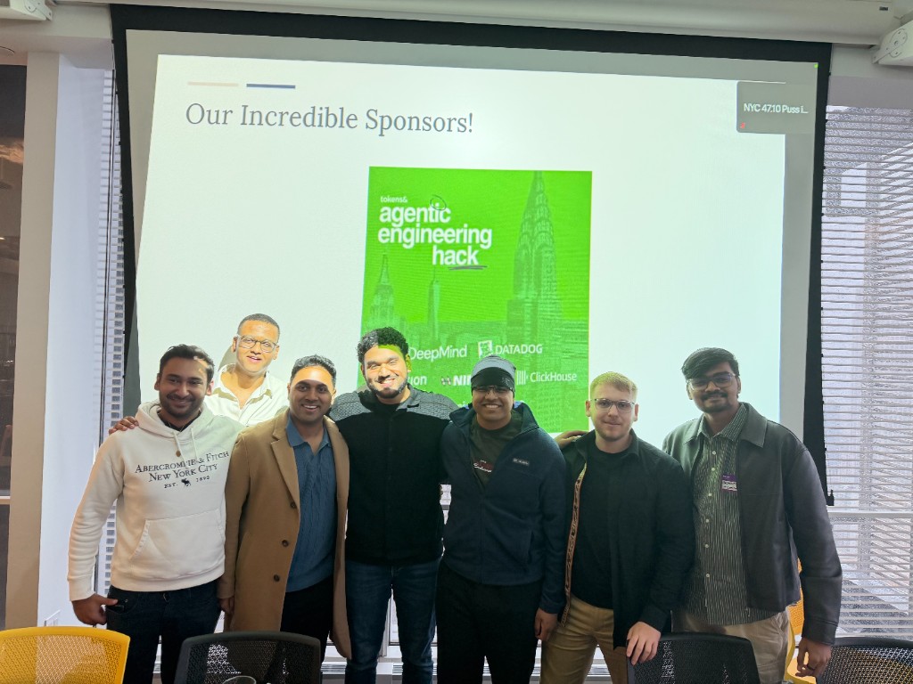 The TC Co-pilot team on stage at the NYC Datadog AI Agents Hackathon